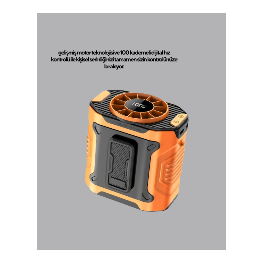 Dijital Ekranlı Turbo Mini Fan – 3 Kademeli Hız, Sessiz Çalışma ve Type-C Şarj