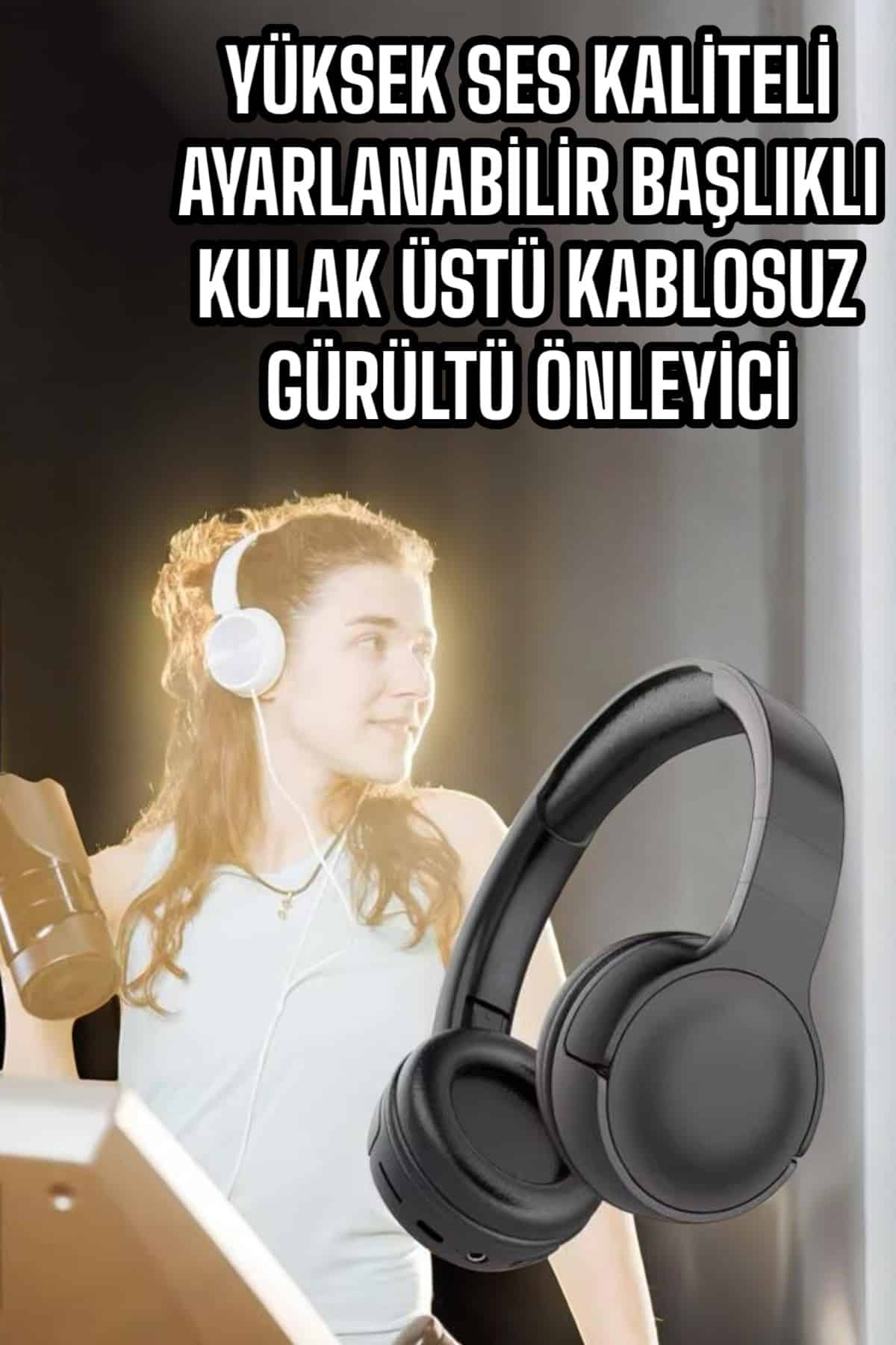 Kulak Üstü Kablosuz Bluetooth Kulaklık Gürültü Önleyici Uzun Şarj Süreli