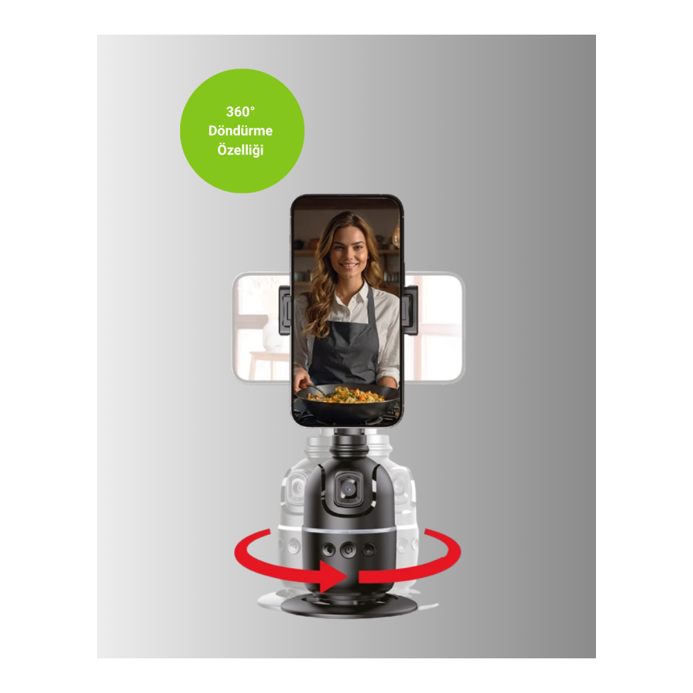 Telefon ve Kamera Uyumlu 360° Otomatik Takipli Akıllı Masa Tripodu Yeni Nesil