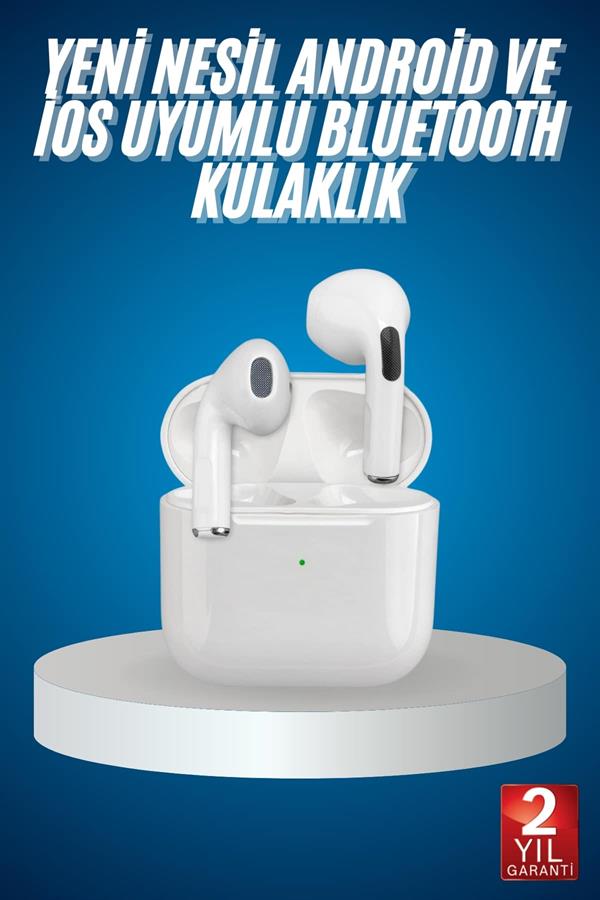 Bluetooth Kulaklık Beyaz Çağrı Cevaplama Dokunmatik Kontrol Kablosuz