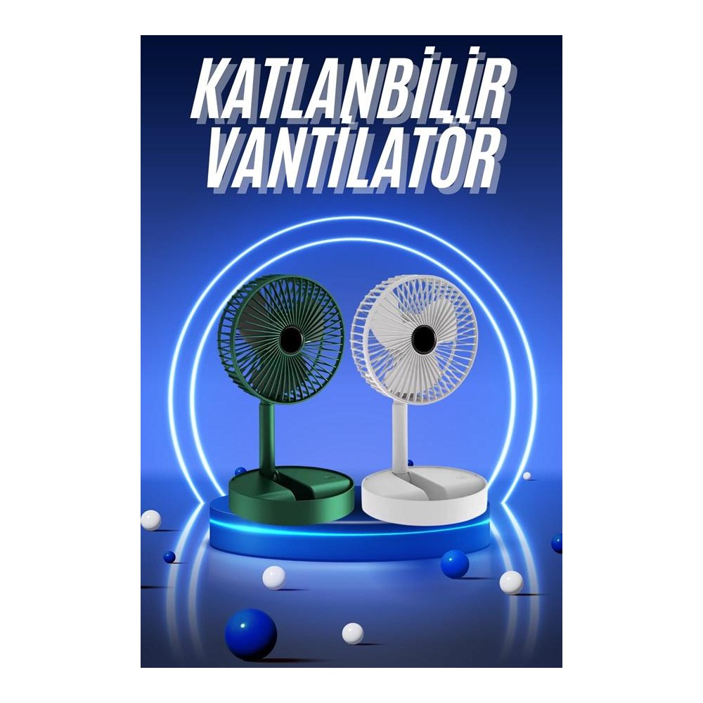 3 Kademe Hız Ayarlı Vantilatör Telefon Standlı Şarjlı Katlanabilir Soğutucu Pervane Yeni Nesil