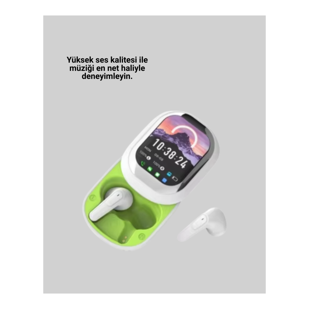 Kayar Kapaklı Şarj Kutusu Ve Dokunmatik Ekranlı Bluetooth Stereo Kulaklık