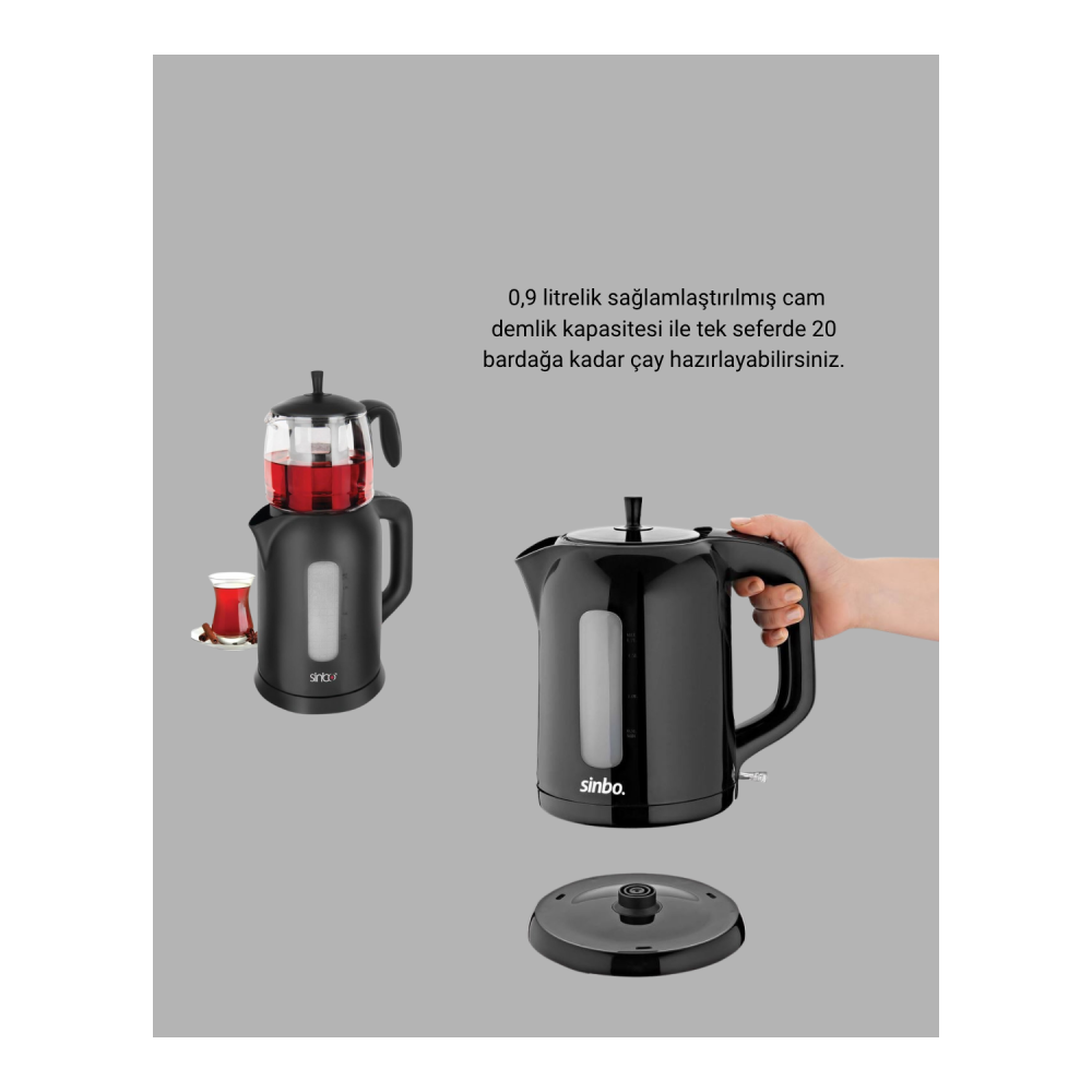 Çaycı Cam Demlikli 1800W Güçlü ve Sıcak Tutmalı Elektrikli Çay Makinesi