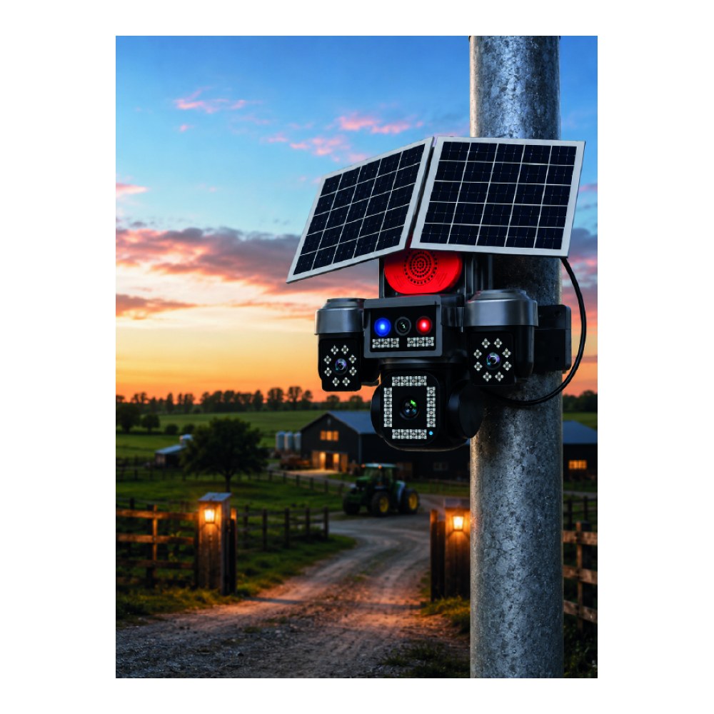 LED Projektörlü Sirenli Güneş Enerjili Akıllı Güvenlik Kamerası