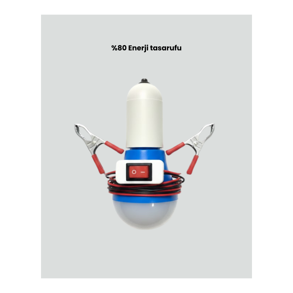 12V LED Ampul Timsah Kıskaçlı Taşınabilir Aydınlatma