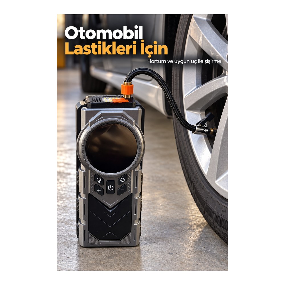Otomobil ve Motosiklet Lastikleri İçin Dijital Hava Pompası