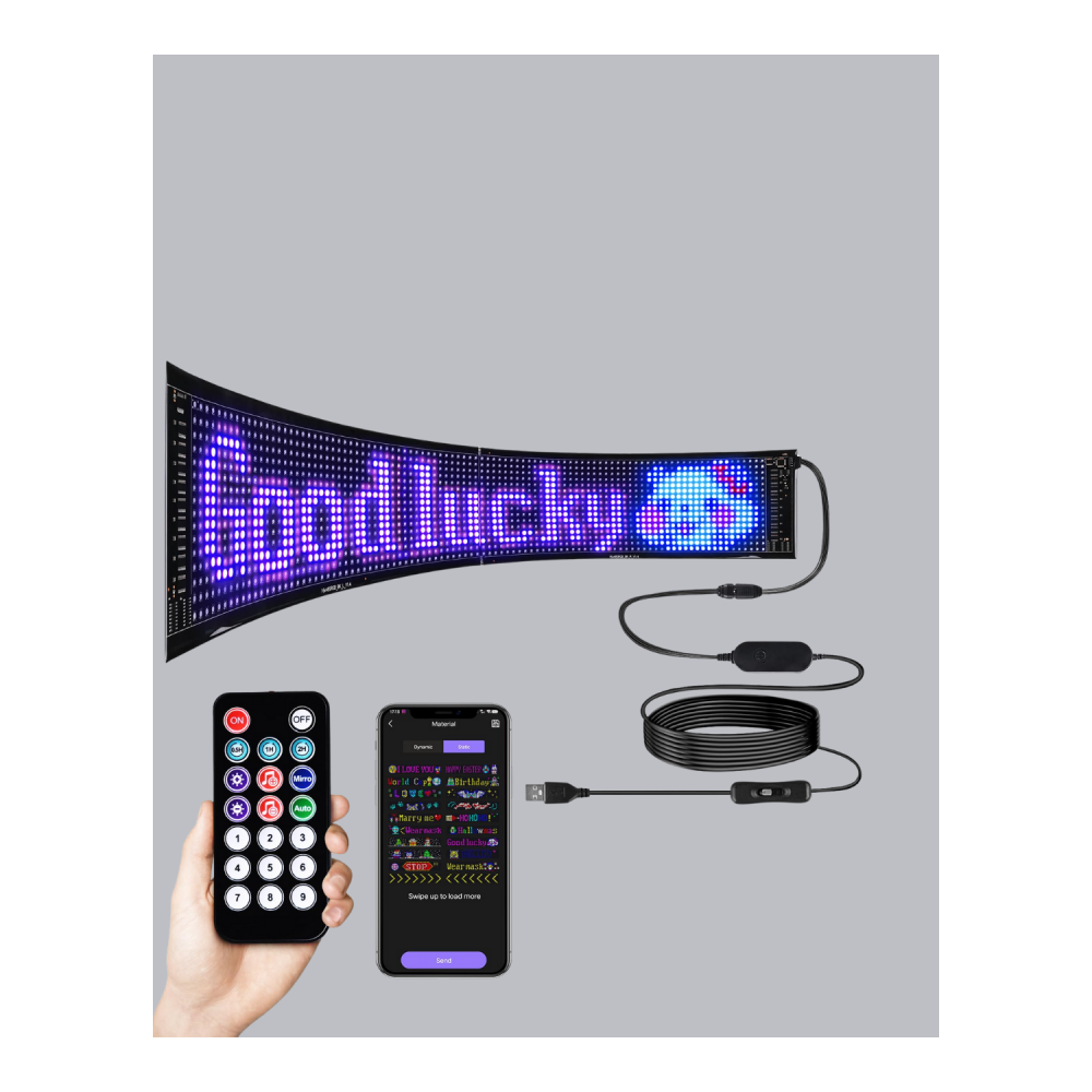 RGB LED Panel – Mobil Uyumlu, Yazı ve GIF Destekli, USB Bağlantılı Dekoratif Ekran