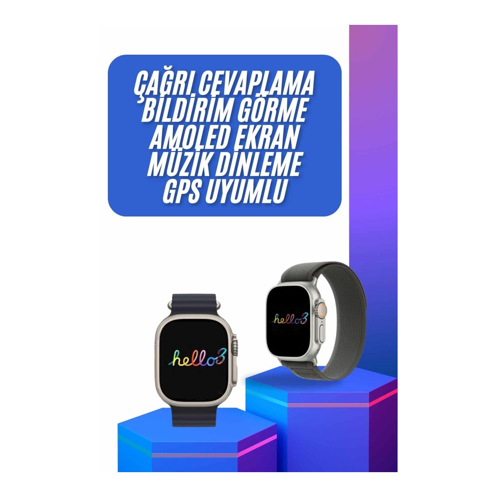 Yeni Nesil 3 Kordonlu Kol Saati 49 MM Amoled Ekran Akıllı Saat