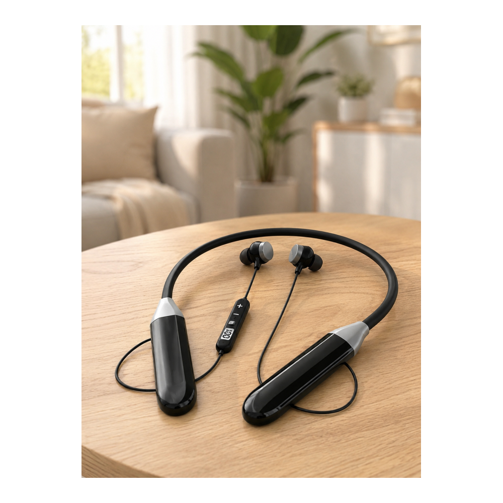 Uzun Kullanım Süreli Bluetooth Kulaklık Boyun Bantlı Mikrofonlu Kablosuz Müzik ve Görüşme Kulaklığı