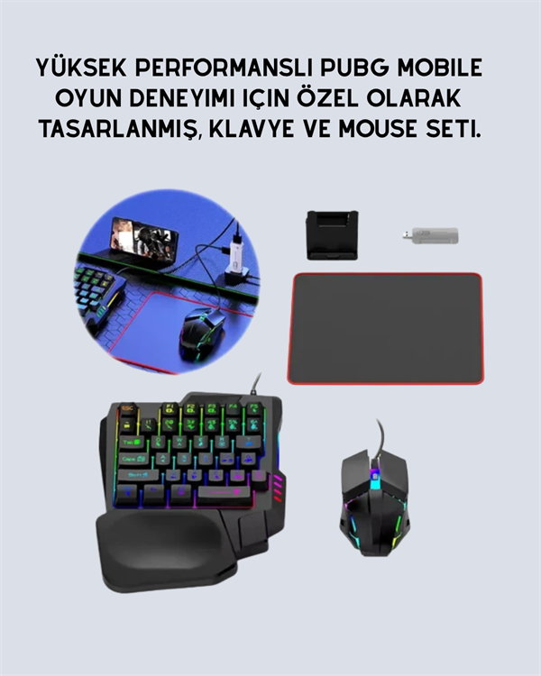 Ergonomik Tasarımlı Kablosuz Oyun Seti – Mobil Cihazlarla Uyumlu Klavye Mouse Kiti