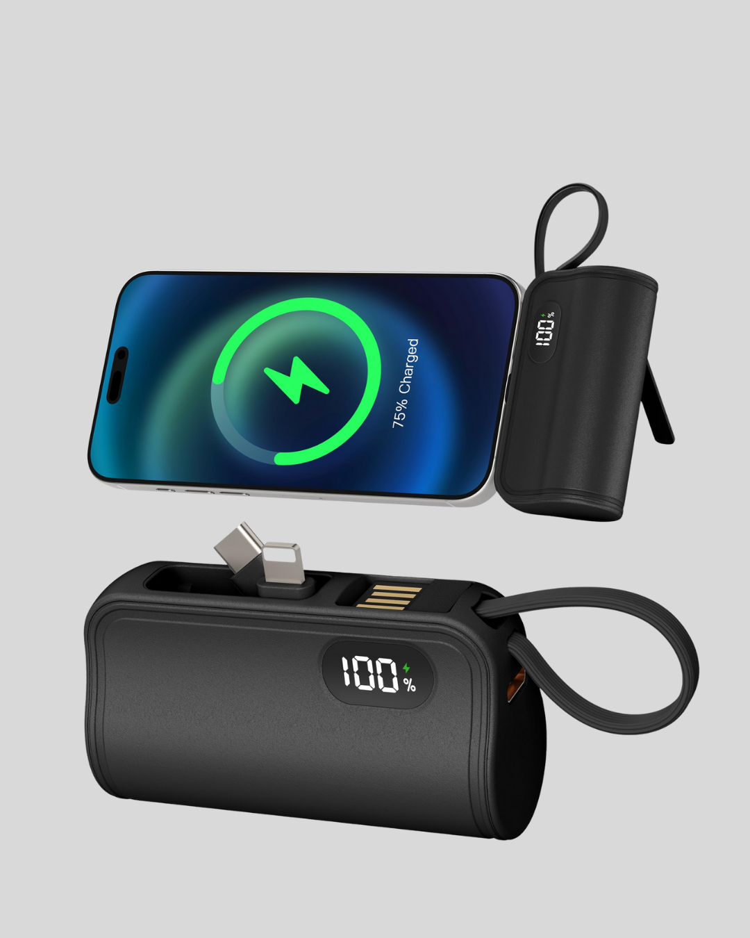 Dahili Konektörlü 20W Hızlı Şarj Mini Taşınabilir Powerbank