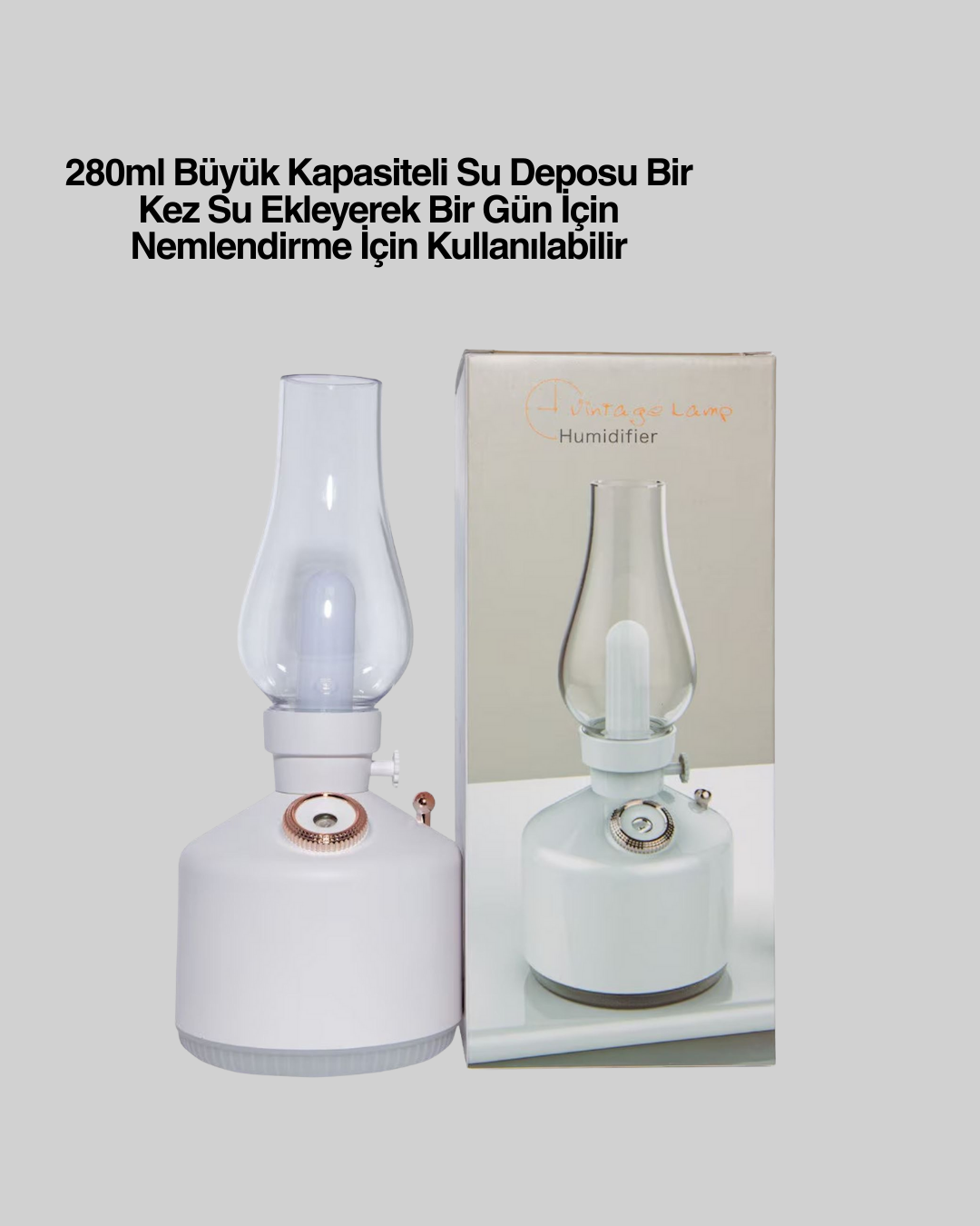 USB Şarjlı Retro Gaz Lambası Hava Nemlendirici Led Atmosfer Işıklı