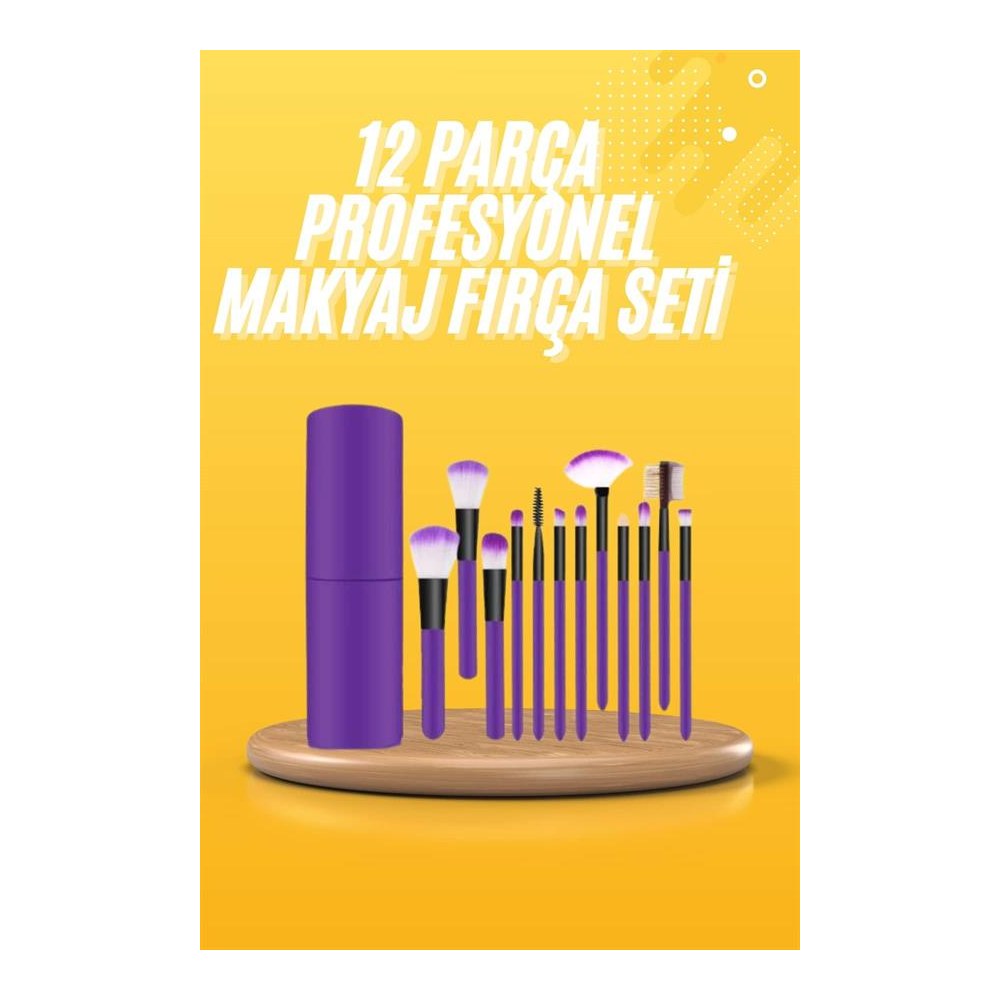 12 Parça Makyaj Fırçası Yumuşak Kıllı Profesyonel Fırça Seti Yüksek Kaliteli Pürüzsüz