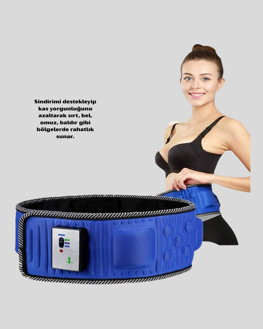 132 cm Motorlu Masaj Kemeri – 5 Kademe Hız, 2 Fonksiyon, Titreşimli Tasarım