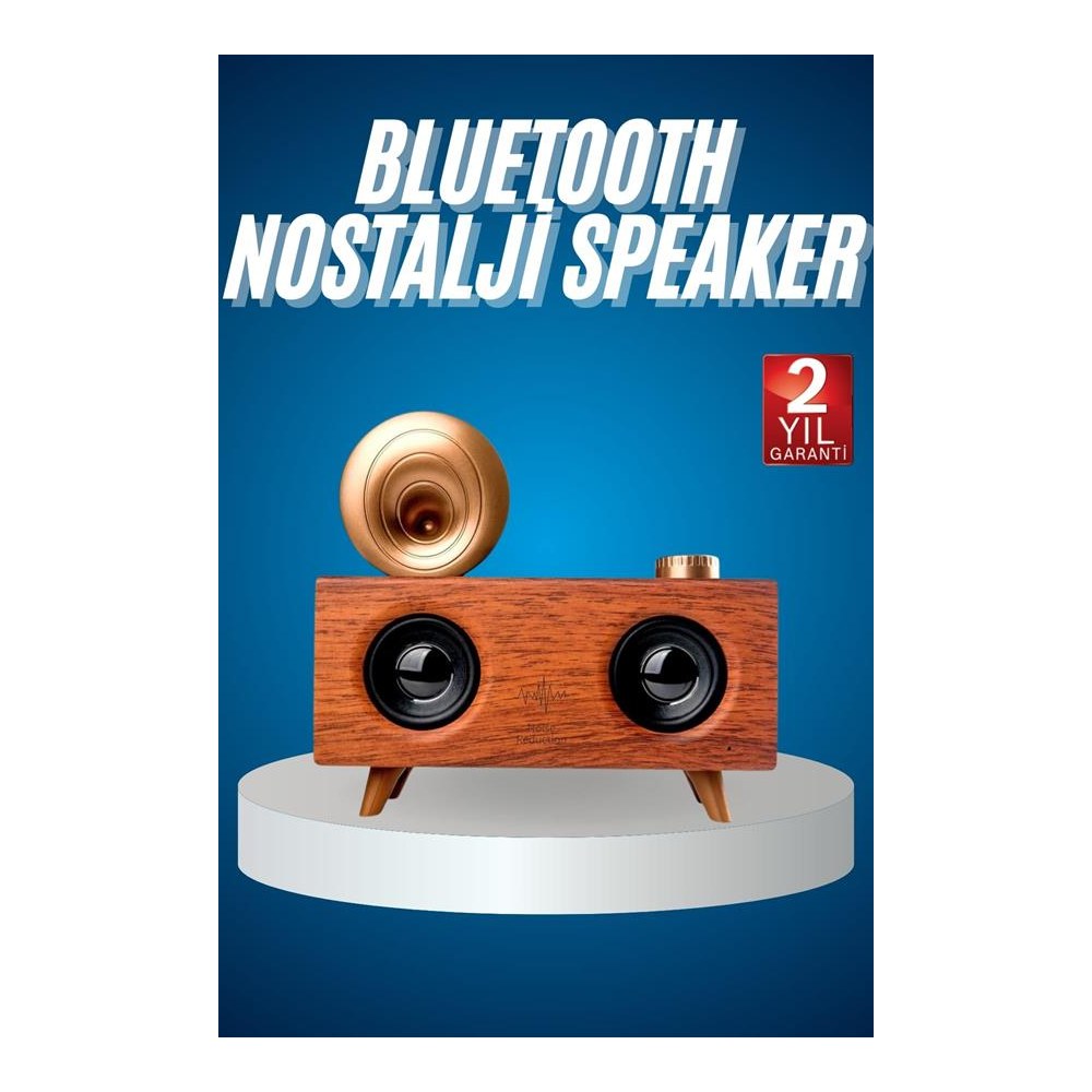 Bluetooth Nostalji Speaker Radyo Gramofon Ahşap Renk Vintage