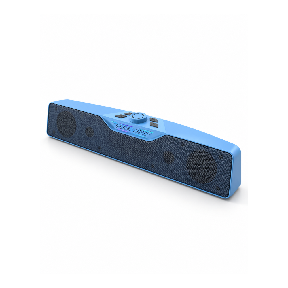 Döner Kontrol Düğmeli Bluetooth 5.4 Kablosuz Hoparlör 6 W RGB Işıklı Mavi