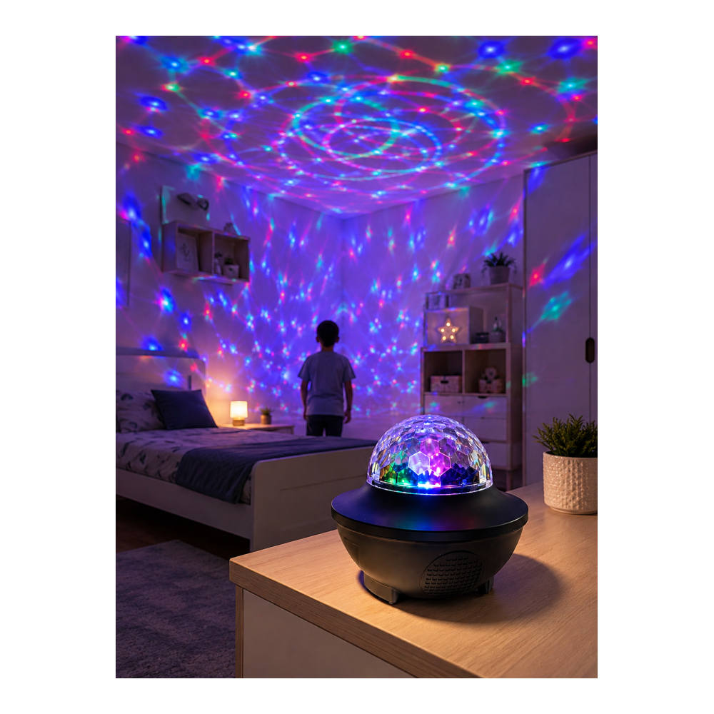 Müzikli RGB Disko Lambası Bluetooth Hoparlörlü Renkli Parti Işığı USB TF Kart Girişli