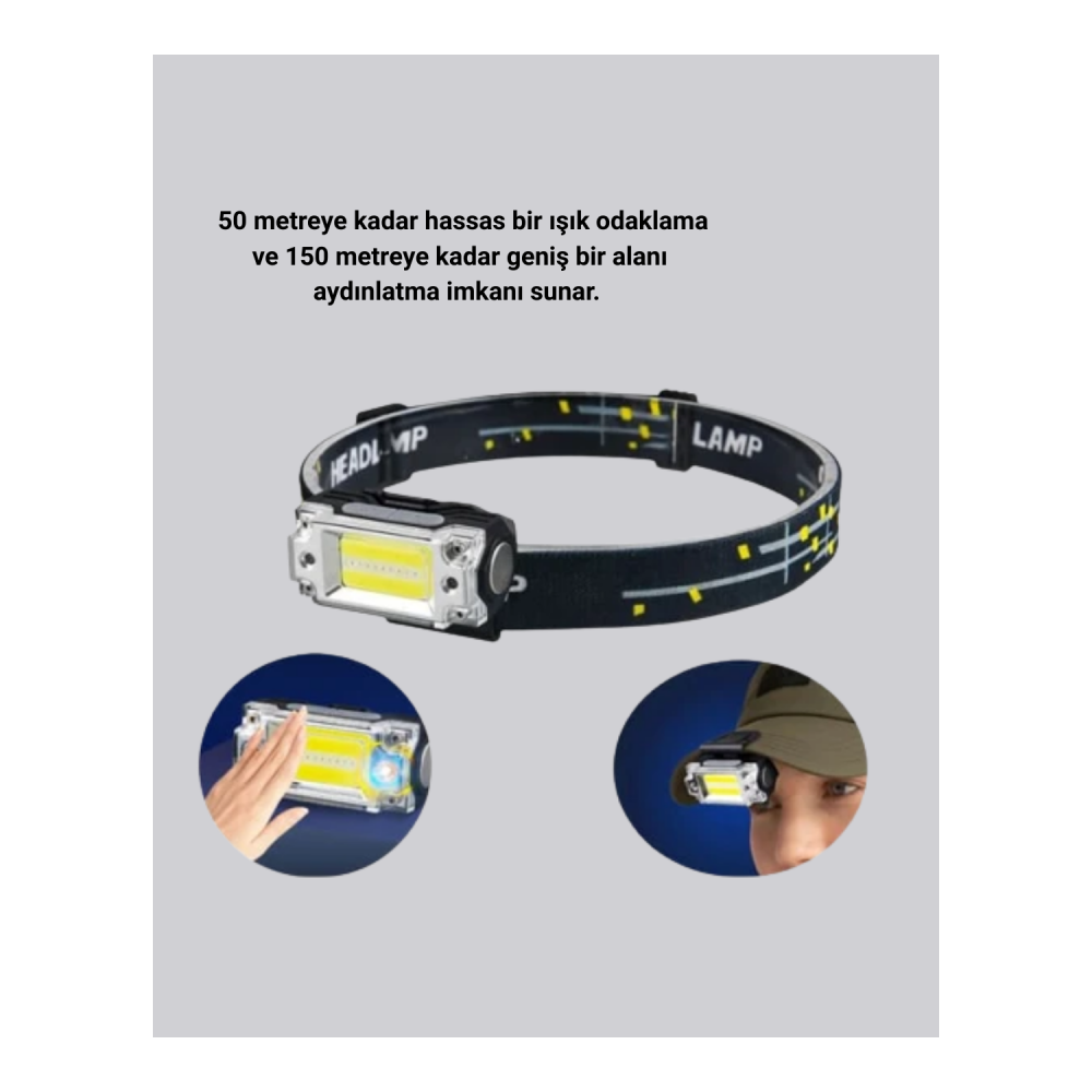 Şarj Edilebilir LED KAFA Feneri 215 Lümen XPE COB Güçlü Aydınlatma