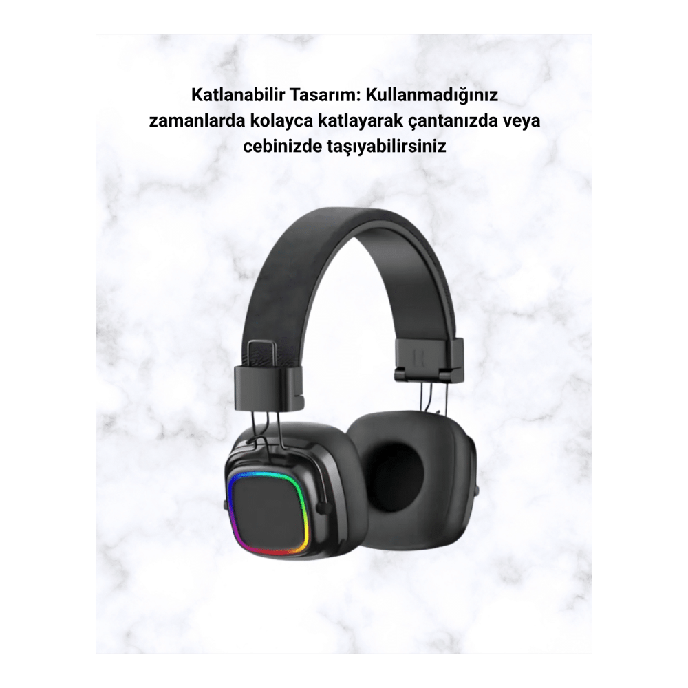 Renkli Işık Efektli Bluetooth 5.3 Müzik Kulaklığı Yeni Nesil