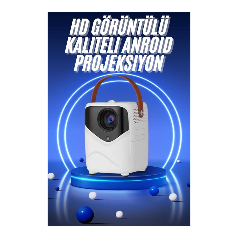 HD Ayaklı Portatif Projeksiyon Cihazı Bluetooth Wifi Akıllı Android İşlemcili