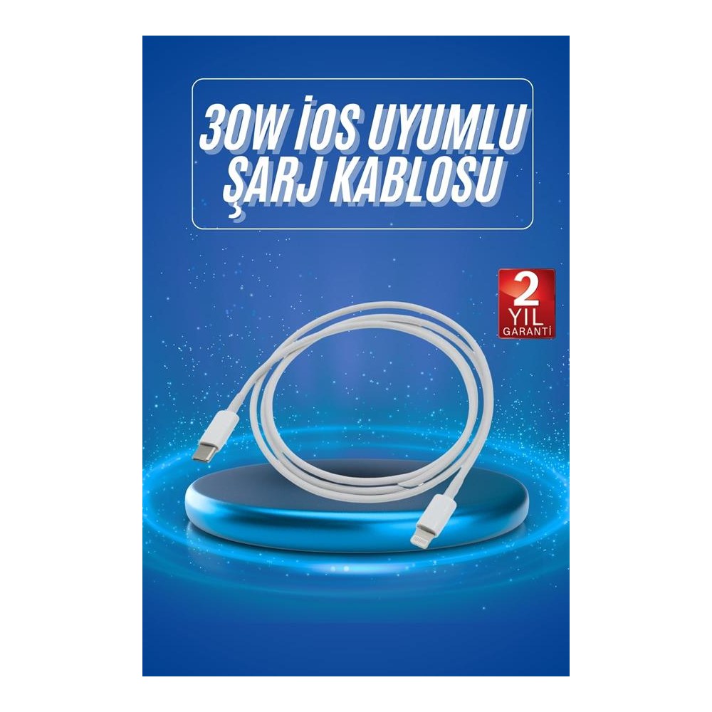 Type-C Ligtning 30W İOS Şarj Kablosu Hızlı Şarj Kablosu