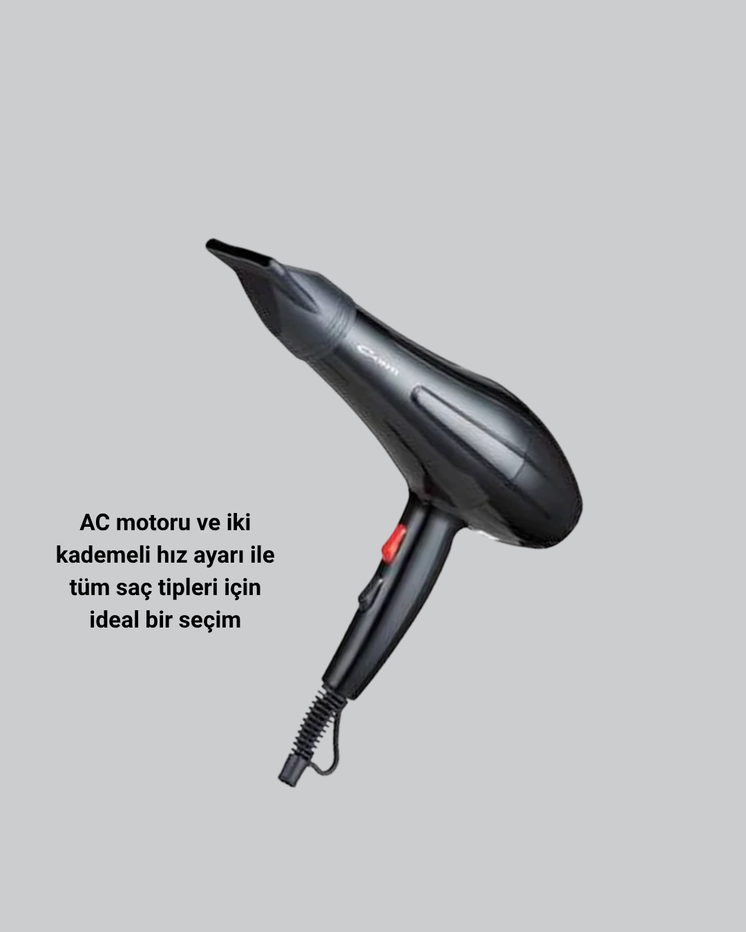 Profesyonel Saç Kurutma Makinesi – AC Motor, Soğuk Üfleme, 2 Hız Kademesi