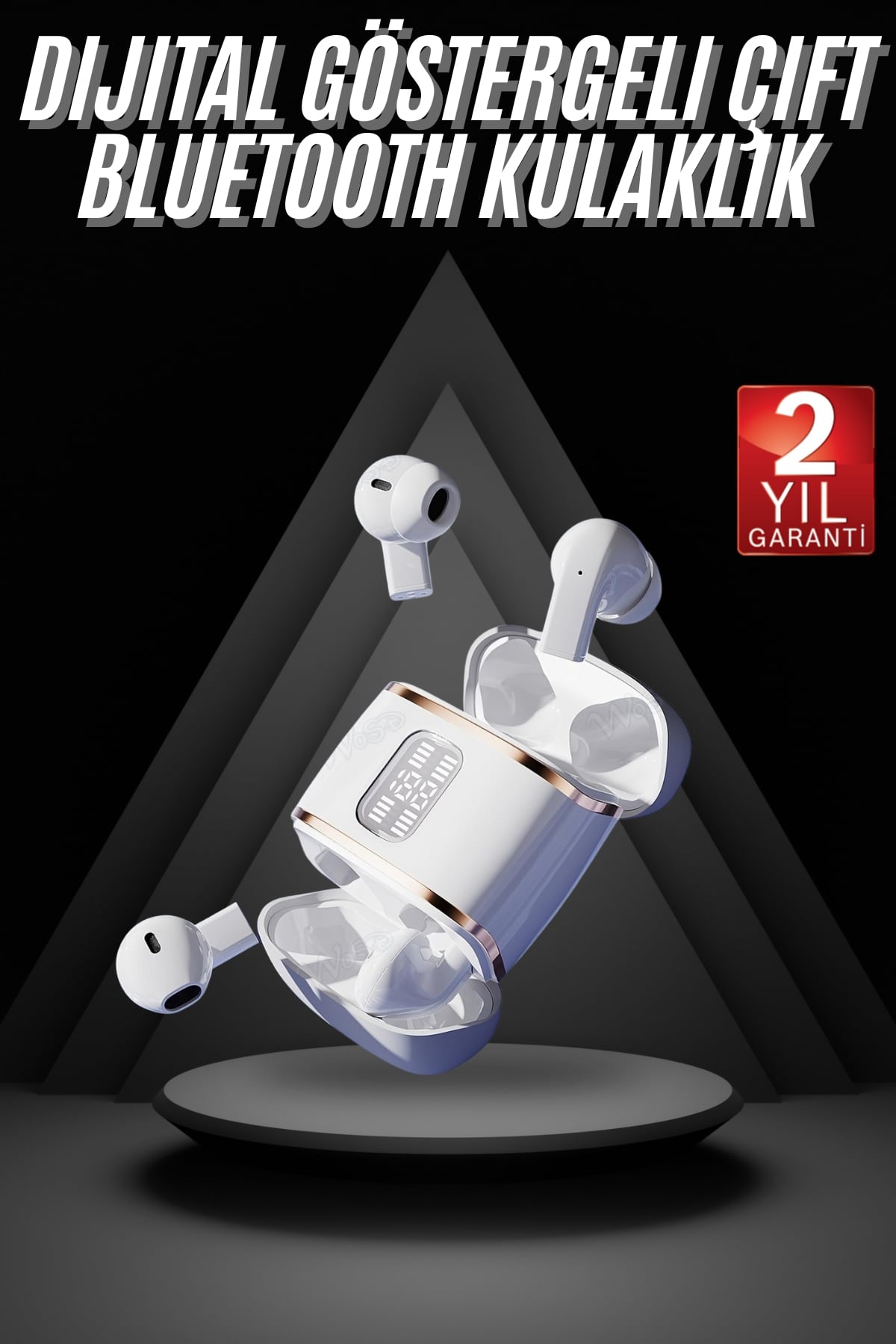 4 Adet Çift Kulaklık Dijital Göstergeli Yüksek Ses Kaliteli Bluetooth Kulaklık