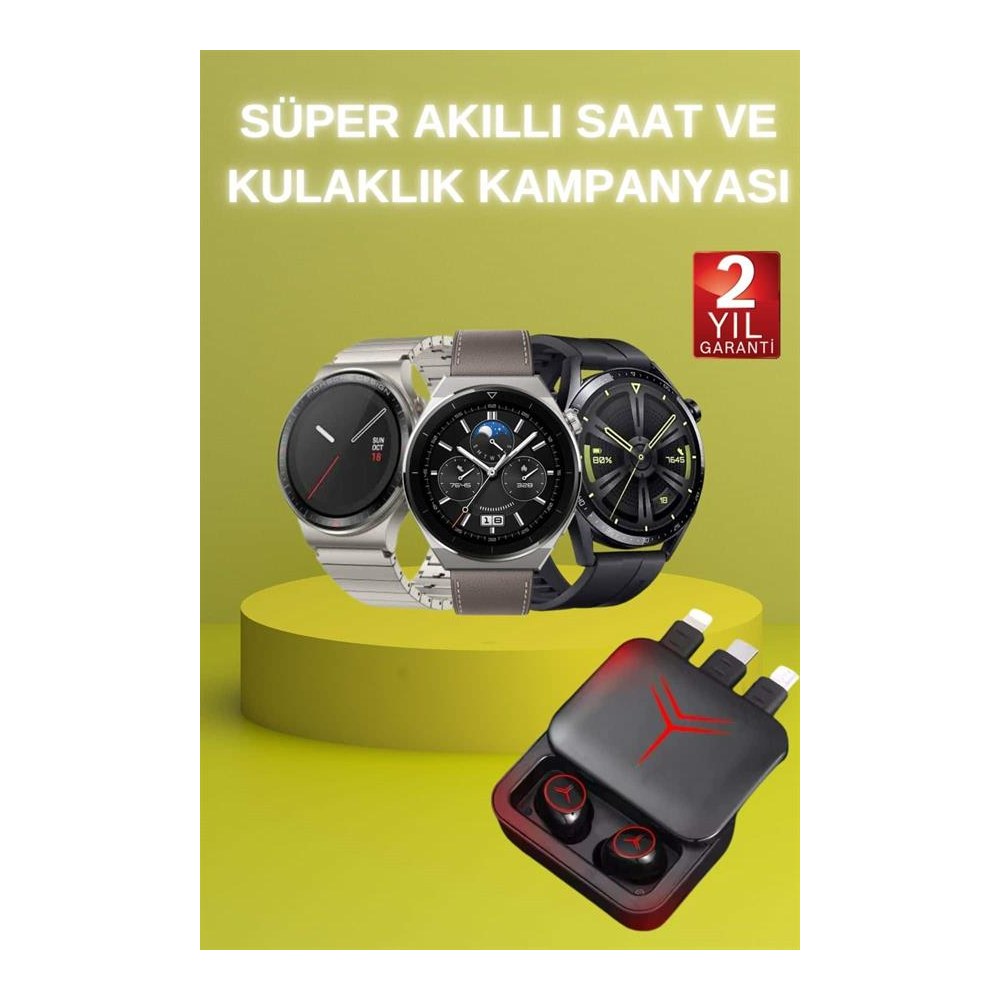 Ucuz Kaliteli Akıllı Saat ve Powerbank Bluetooth Kulaklık 5.1 Stereo ANC Özelliği