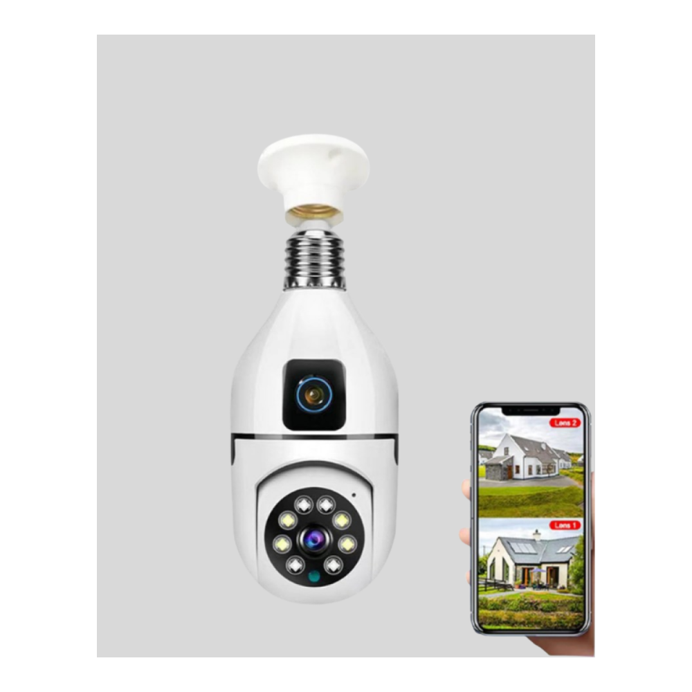 WiFi Ampul Güvenlik Kamerası 1080P Full HD Gece Görüşlü ve Hareket Algılamalı