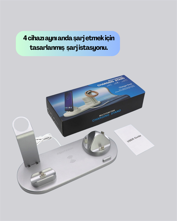 iPhone, Apple Watch ve AirPods ile Uyumlu 4'ü 1 Arada Şarj Ünitesi – Tüm Apple Cihazları Tek Noktada