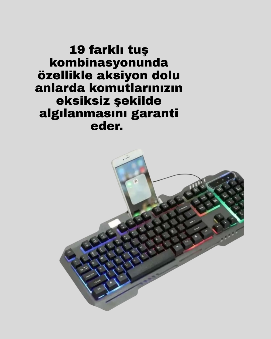 Mekanik Oyuncu Seti – LED Işıklandırma ve Ergonomik Mouse