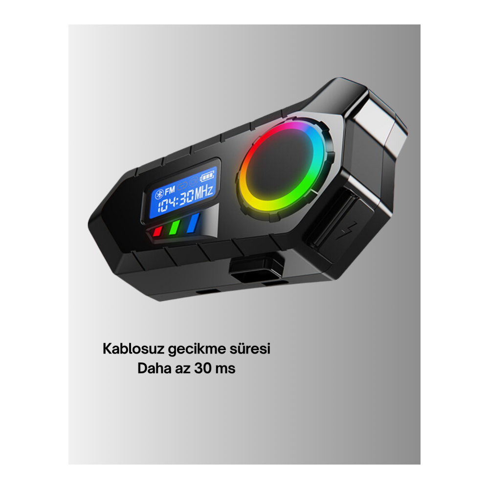 500mAh Bataryalı Bluetooth 5.4  İnterkom LED Ekranlı