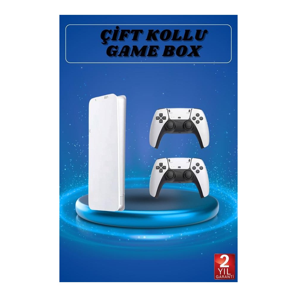 3D Çift Oyun Kollu 4K HD Ekran Nostaljik 20.000 Oyunlu Beyaz Game Box Yeni Nesil