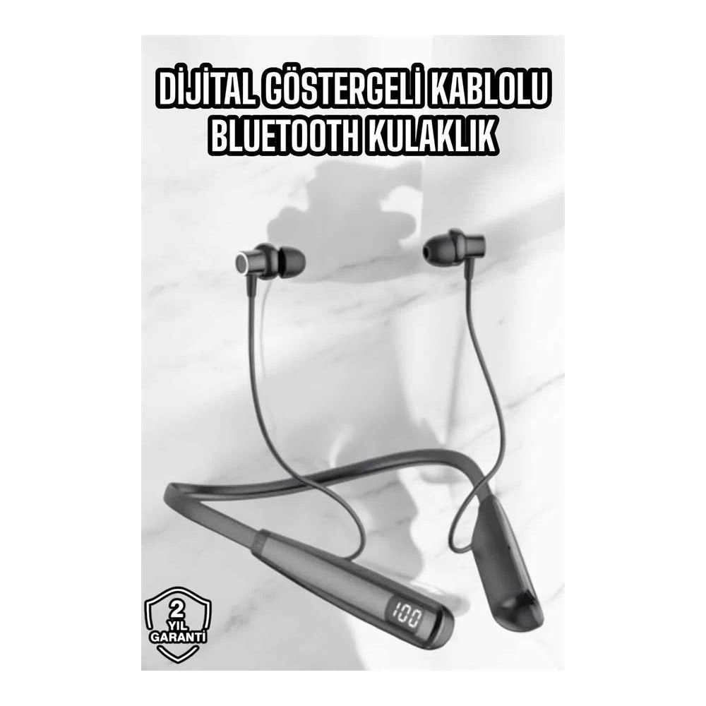 Dijital Göstergeli Kulak İçi Kablosuz Bluetooth Kulaklık Boyun Bantlı Yeni Nesil