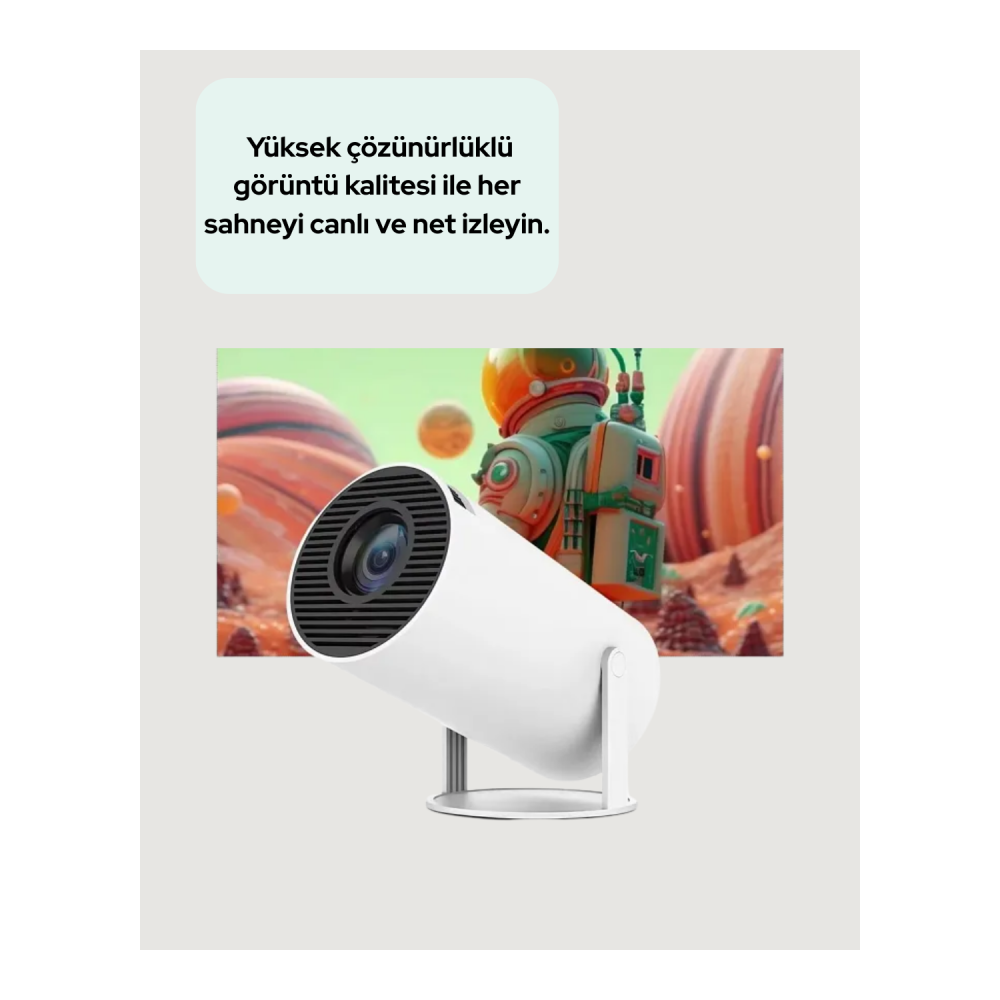 4K Uyumlu 130 İnç Full HD Projeksiyon Cihazı ve Kablosuz Aktarım Özelliği