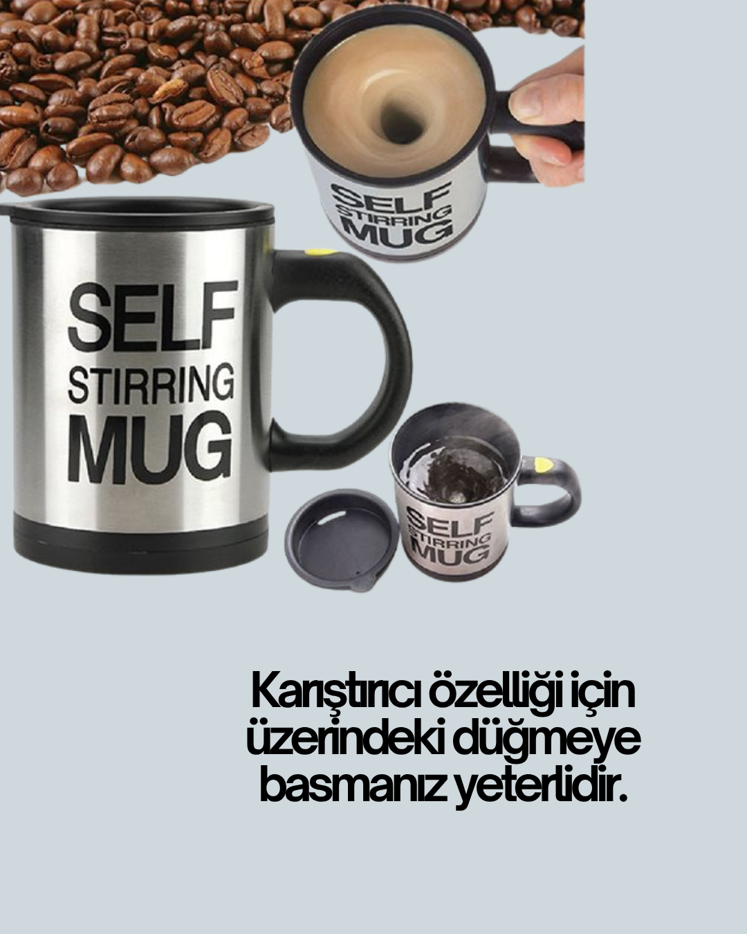 Kendi Kendini Karıştıran Termos Kupa – Pratik, Güçlü Motorlu ve Termos Özellikli