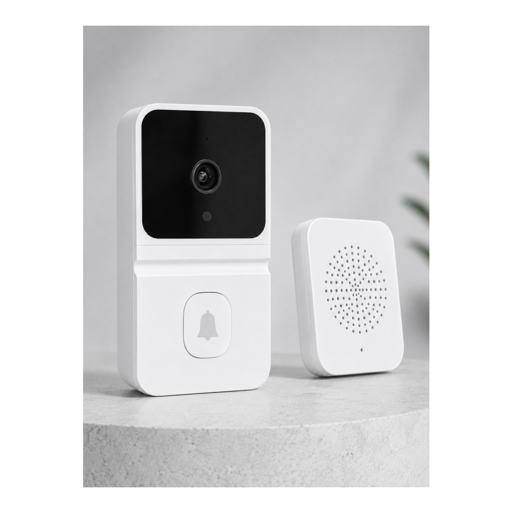 Kablosuz Beyaz Akıllı Kapı Zili Wi-Fi Bağlantılı HD Kameralı Ev Güvenlik Sistemi