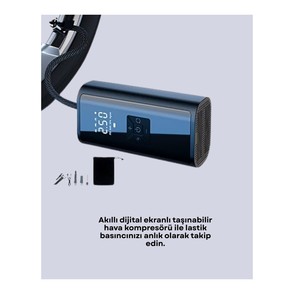 12V Uyumlu Çok İşlevli Akıllı Araç Lastik Pompası Yeni Nesil
