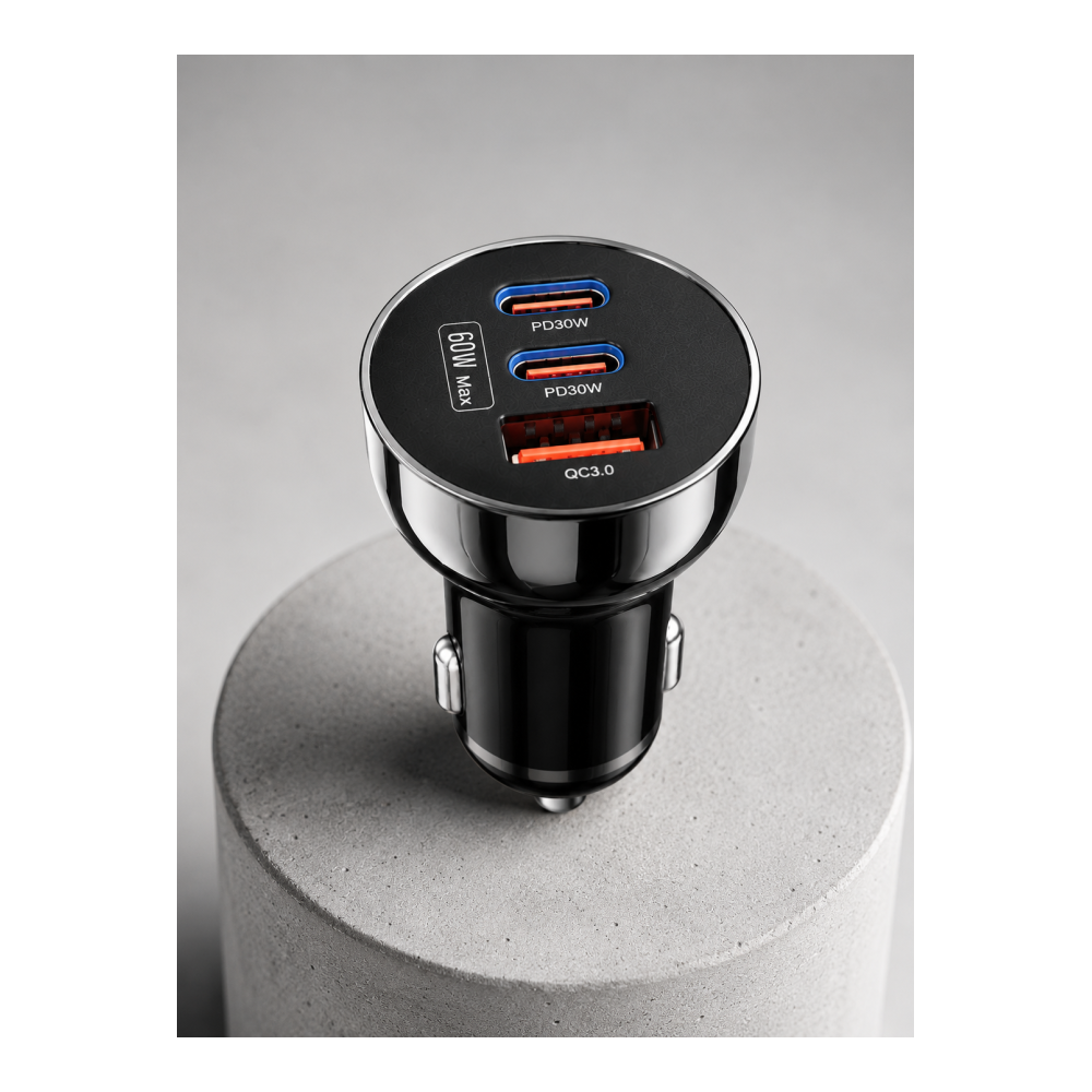 3 Portlu Araç İçi Şarj Adaptörü Çift PD Type-C ve QC3.0 USB Çıkışlı