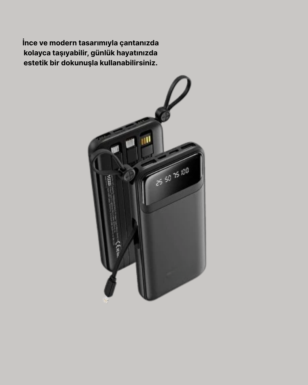 Çoklu Güvenlik Korumalı 20.000 mAh Powerbank Fener Özellikli