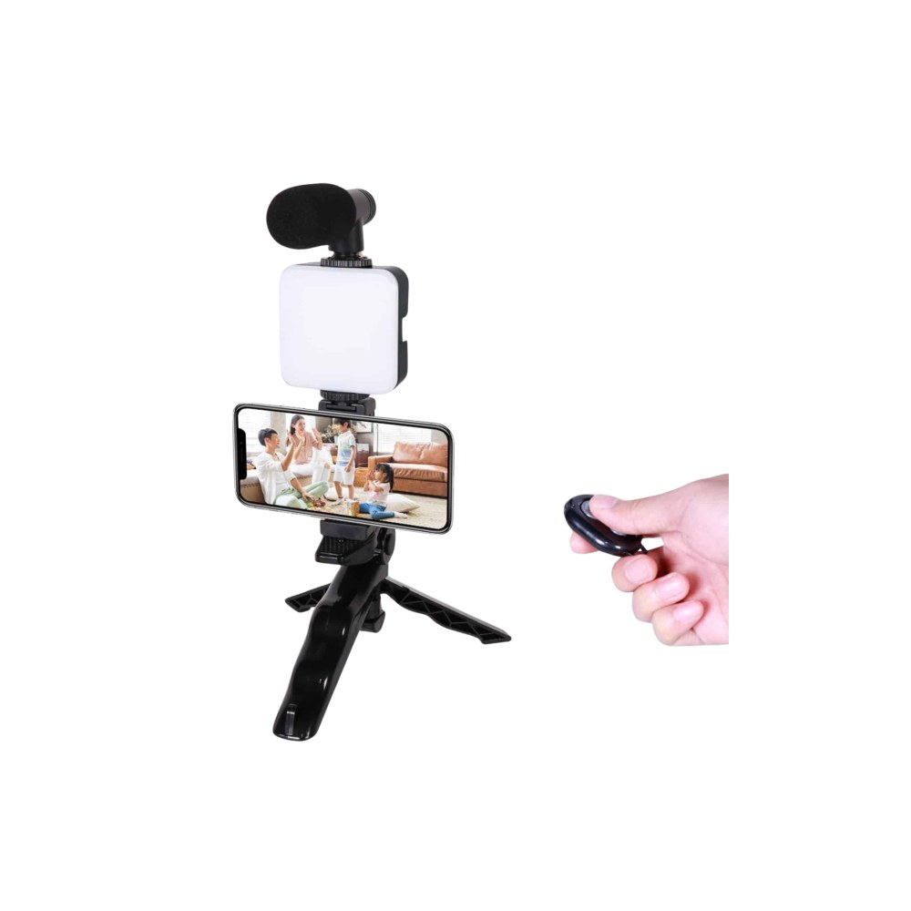 Telefon Tutucu Led Işıklı Kumandalı Mikrofon Telefon Vlog Video Kayıt Yeni Nesil