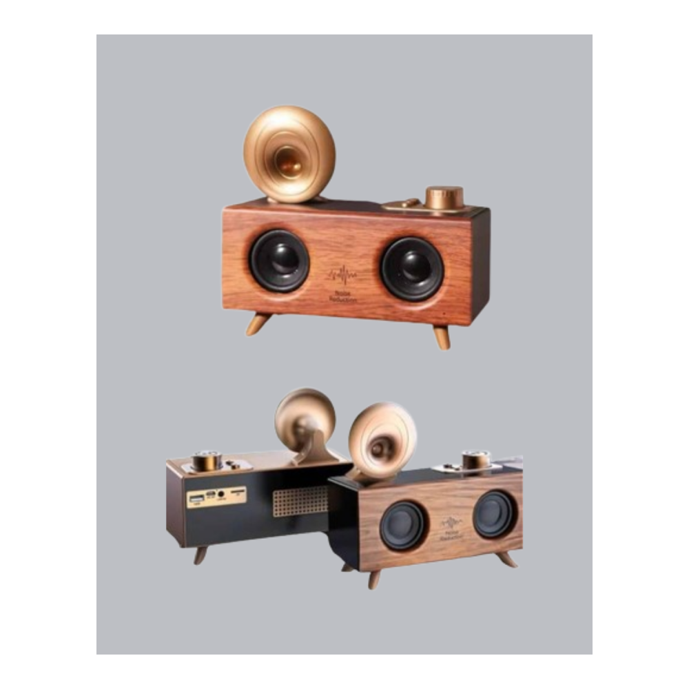 Nostaljik Gramofon Bluetooth Hoparlör – FM Radyo + USB + SD Kart Destekli