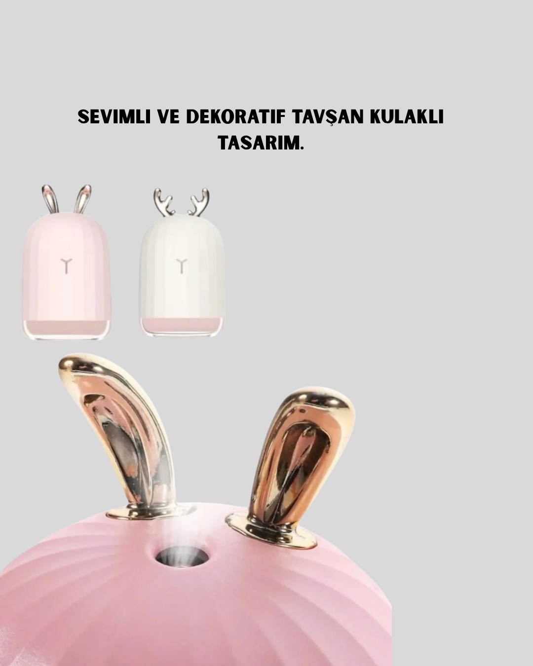 200 ml Tavşan Kulaklı Ultrasonik Hava Nemlendirici ve Gece Lambası