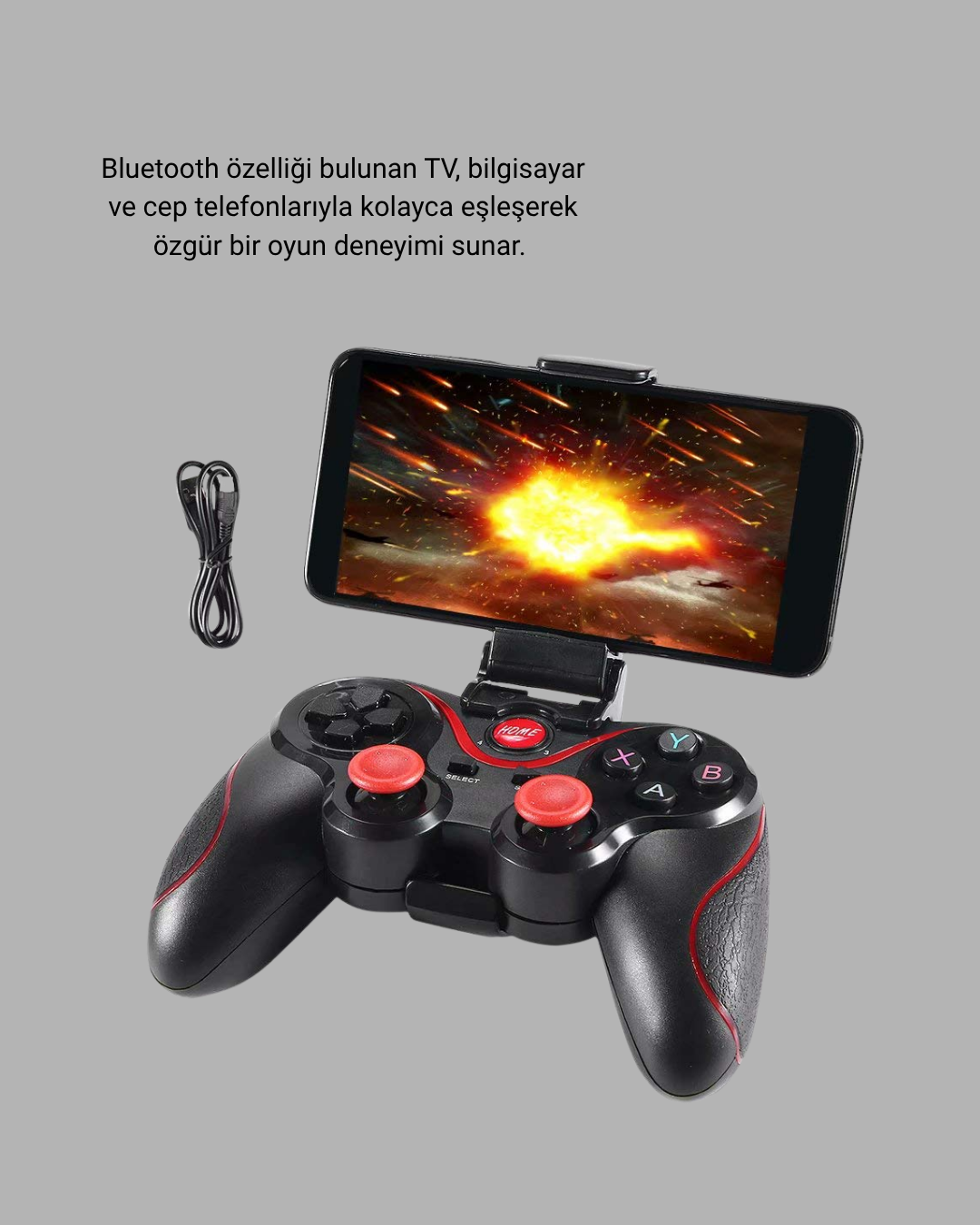 Kablosuz Bluetooth Oyun Kolu Mobil TV PC Uyumlu Ergonomik Tasarım