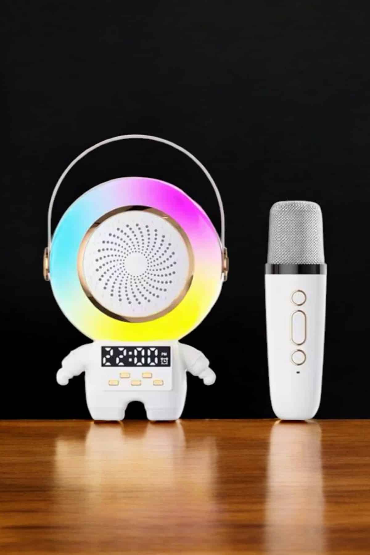 Çift Mikrofonlu Karaoke Mikrofon Bluetooth Bağlantılı Dijital Göstergeli