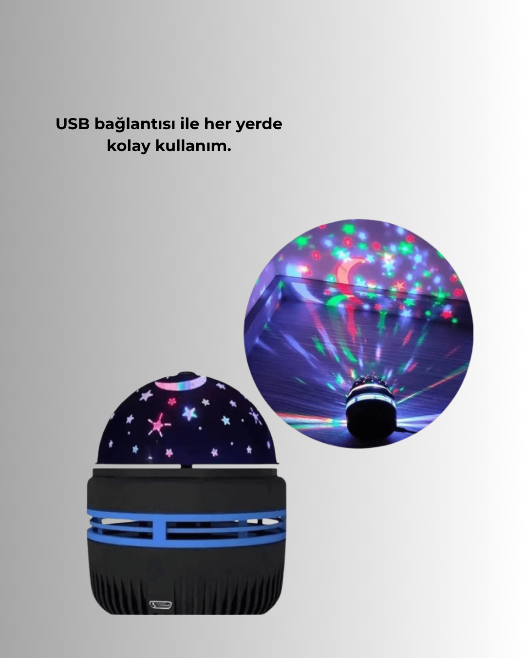 Star Master Galaxy Projektör – 360° Dönebilen Gece Lambası, Dekoratif Ambiyans Işığı