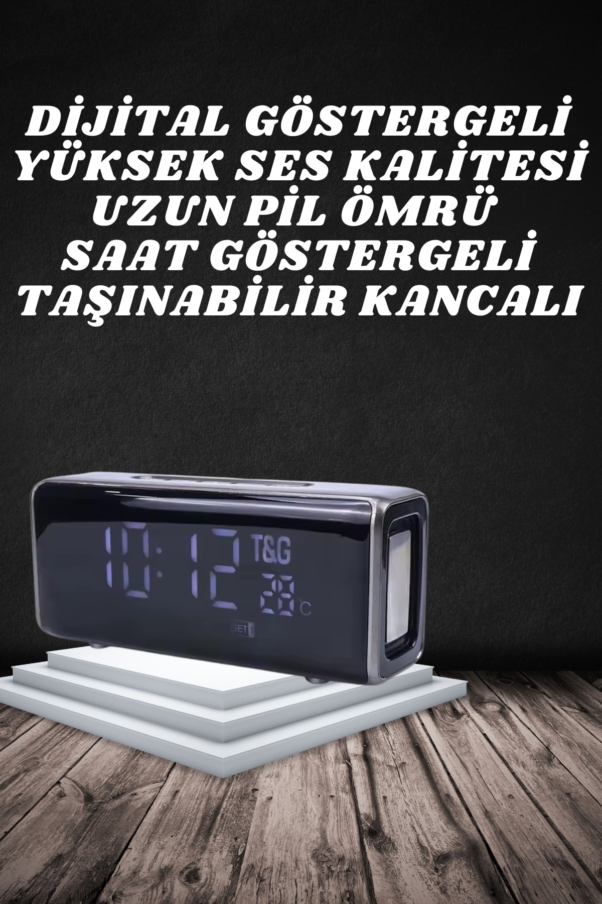 Bluetooth Hoparlör Speaker Saat Göstergeli Uzun Pil Ömrü Taşınabilir