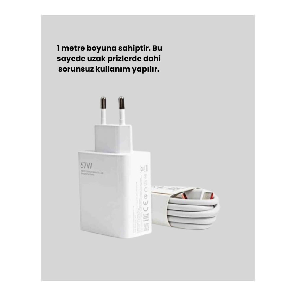 67 Watt Hızlı Şarj Aleti Poco F2 F3 F4 Uyumlu Yeni Nesil