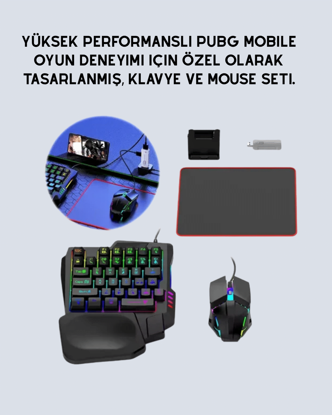 Mobil Oyunlar için Klavye, Mouse ve Dönüştürücü Seti