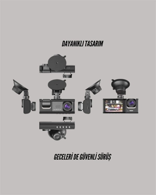TA-01 1080P Ön 720P Arka ve İç Kamera Sistemli DVR